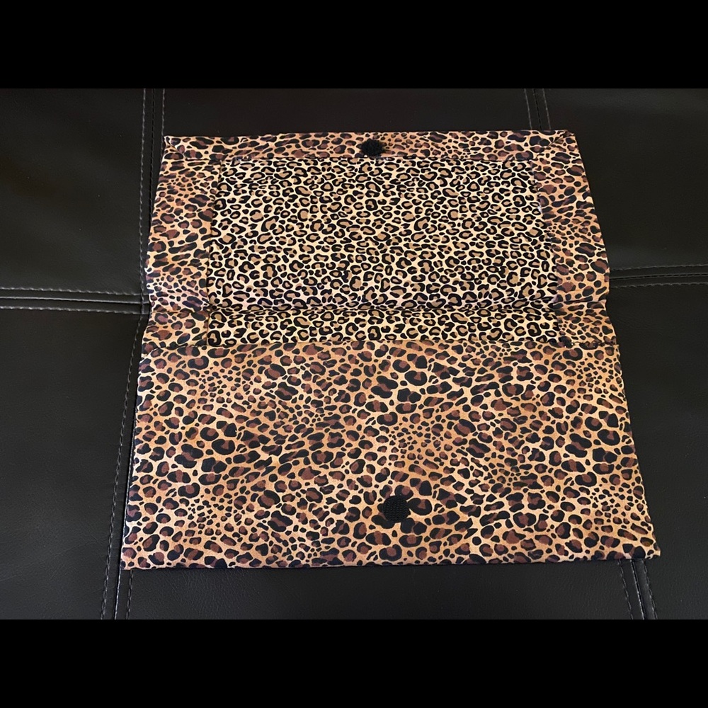 Leopard print clutch bag with velcro closure